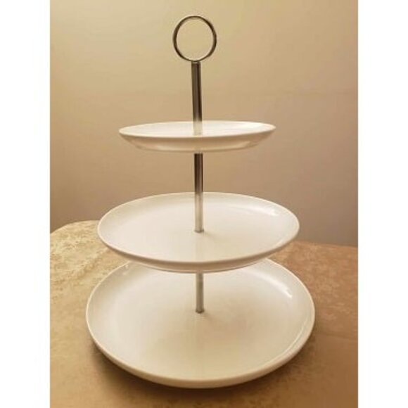 New 3 Tier Cupcake Stand- White Porcelain Cake Stand- Dessert Stand, Tiered - Picture 1 of 1
